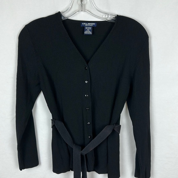 SML Sport black belted button-down cardigan, size PM - Picture 1 of 7